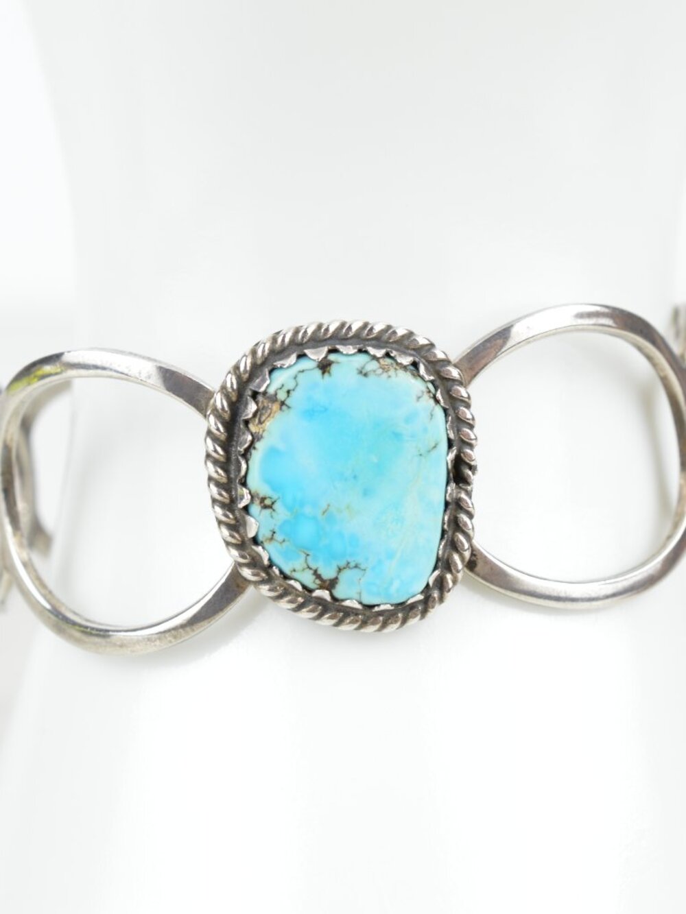 Vintage Mexico Sterling Silver Campitos Turquoise Cuff Bracelet Southwestern
